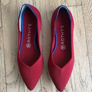 Rothy's Vibrant Red Flats with Blue Accents Size 9